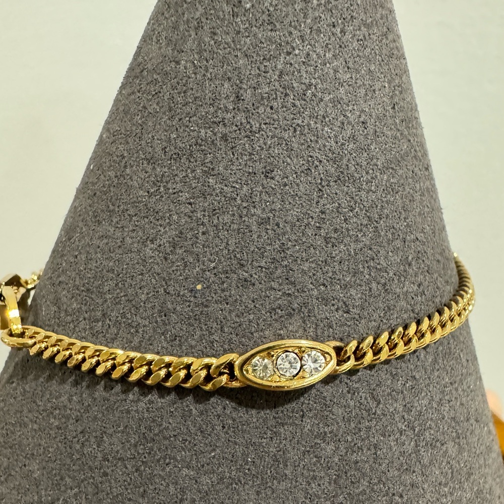 18K gold plated Dior vintage bracelet with crystals 7”